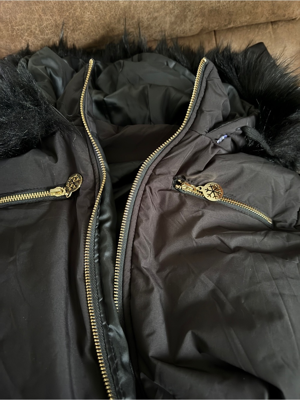 Black & White Faux-Fur Hooded Ski Jumpsuit - Picture 6 of 7